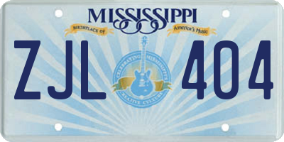 MS license plate ZJL404