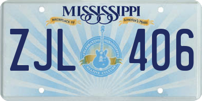 MS license plate ZJL406