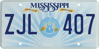 MS license plate ZJL407