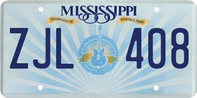 MS license plate ZJL408