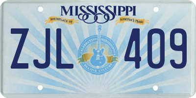 MS license plate ZJL409
