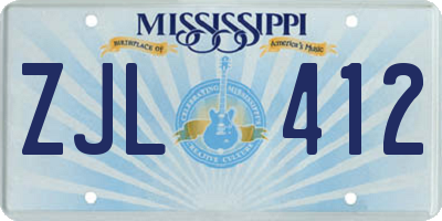 MS license plate ZJL412
