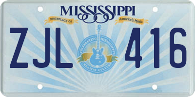 MS license plate ZJL416