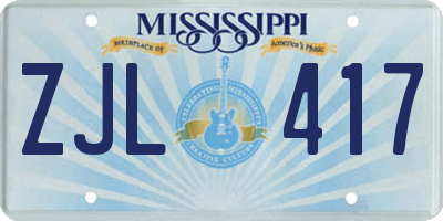 MS license plate ZJL417