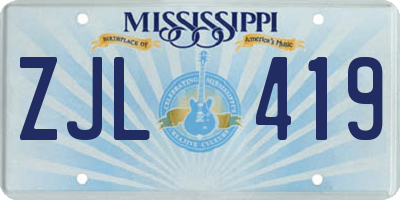 MS license plate ZJL419