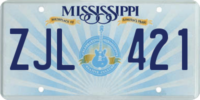 MS license plate ZJL421