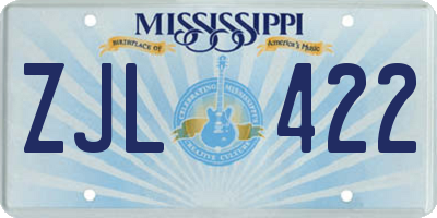 MS license plate ZJL422