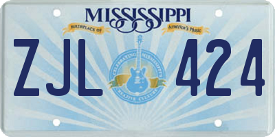 MS license plate ZJL424