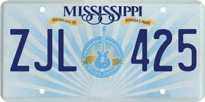 MS license plate ZJL425