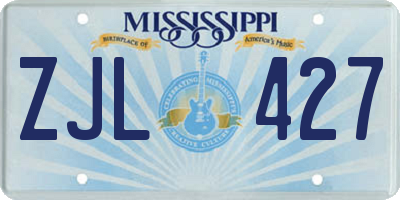 MS license plate ZJL427