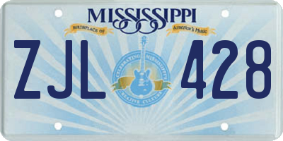 MS license plate ZJL428