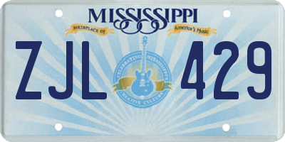 MS license plate ZJL429