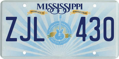 MS license plate ZJL430