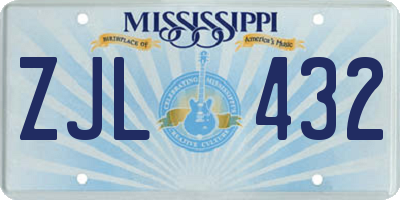 MS license plate ZJL432