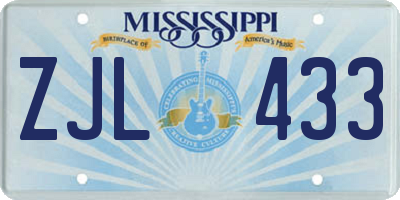 MS license plate ZJL433