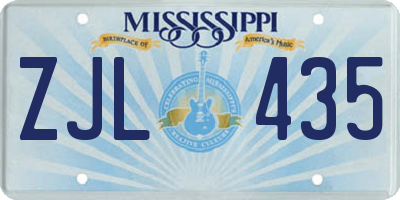 MS license plate ZJL435