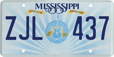 MS license plate ZJL437
