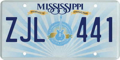 MS license plate ZJL441