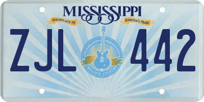 MS license plate ZJL442