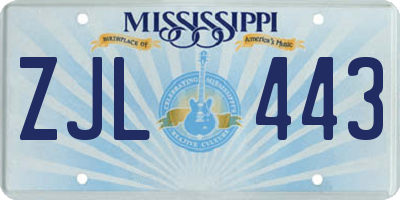 MS license plate ZJL443