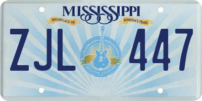 MS license plate ZJL447