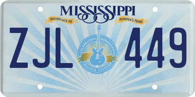 MS license plate ZJL449