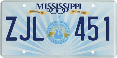 MS license plate ZJL451