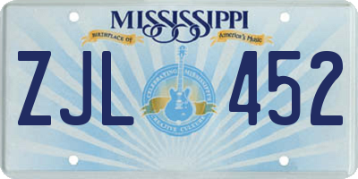 MS license plate ZJL452