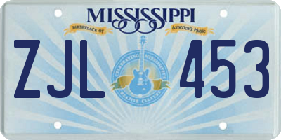 MS license plate ZJL453