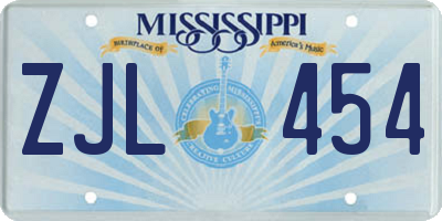 MS license plate ZJL454