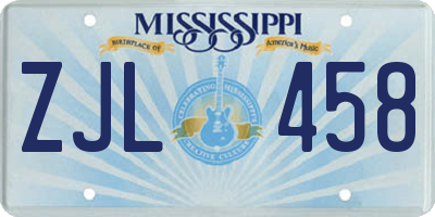 MS license plate ZJL458