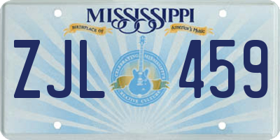 MS license plate ZJL459