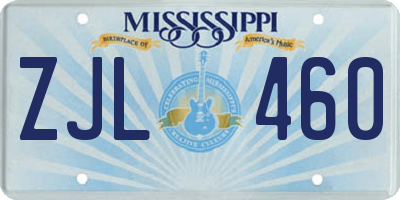 MS license plate ZJL460