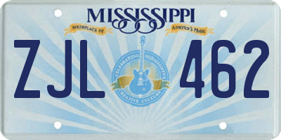 MS license plate ZJL462