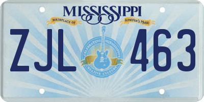 MS license plate ZJL463