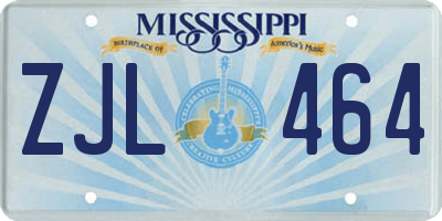 MS license plate ZJL464