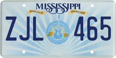 MS license plate ZJL465