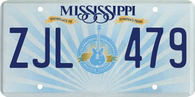 MS license plate ZJL479
