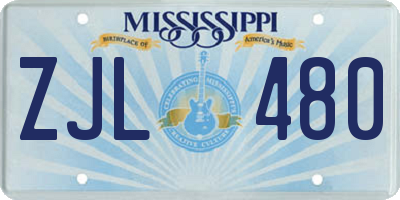 MS license plate ZJL480