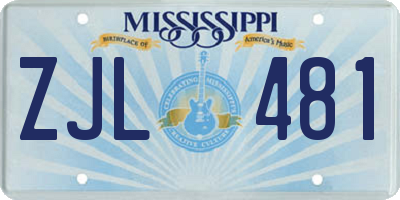 MS license plate ZJL481
