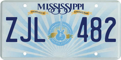 MS license plate ZJL482