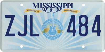 MS license plate ZJL484