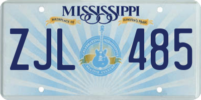 MS license plate ZJL485