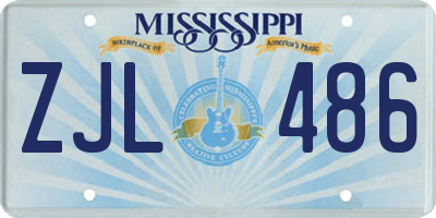 MS license plate ZJL486