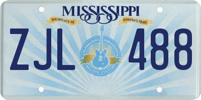 MS license plate ZJL488