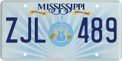 MS license plate ZJL489