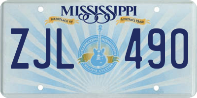 MS license plate ZJL490