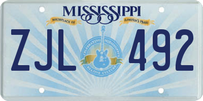 MS license plate ZJL492