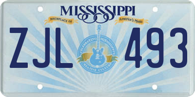 MS license plate ZJL493