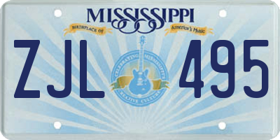 MS license plate ZJL495